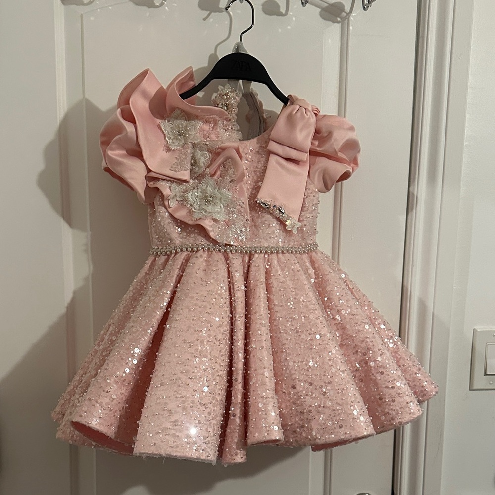 Pink Sequin Ruffle Dress